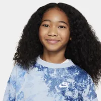 Nike Sportswear Club Fleece Big детские (Girls') оверсайз French Terry Crew-Neck свитшот синий