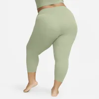 Nike Zenvy женская Gentle-Support С высокой Талией Cropped лосины (большие размеры) цвет зеленый