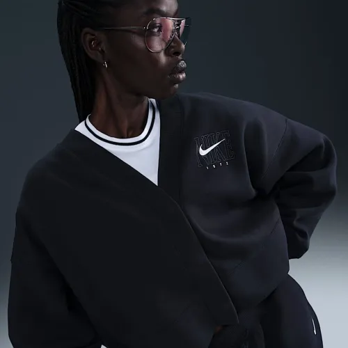 Nike Sportswear Phoenix Fleece женская Over-оверсайз Graphic Cardigan цвет черный