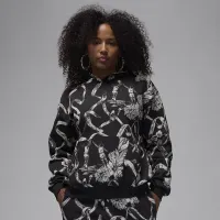 Nike Jordan Brooklyn Fleece жіноча Printed Pullover колір чорний