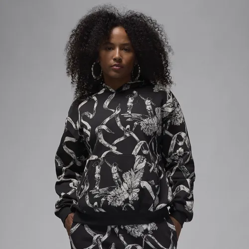 Nike Jordan Brooklyn Fleece жіноча Printed Pullover колір чорний