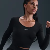 Nike Pro жіноча Dri-FIT Cropped Long-Sleeve Top колір чорний