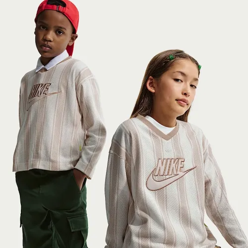 Nike Sportswear Collection Big дитячі Long-Sleeve Mesh Jersey колір коричневий