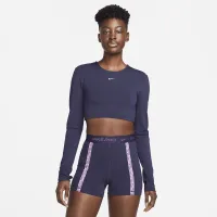 Nike Pro Dri-FIT жіноча Cropped Long-Sleeve Top колір фіолетовий