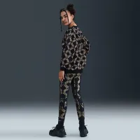 Nike Sportswear Club Fleece Big детские (Girls') оверсайз Printed Crewneck свитшот цвет черный