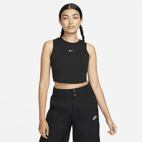 Nike Sportswear Chill Knit женская Tight Cropped Mini-Rib Tank Top цвет черный