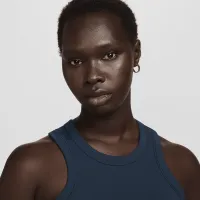 Nike One Fitted женская Dri-FIT Cropped Tank Top синий