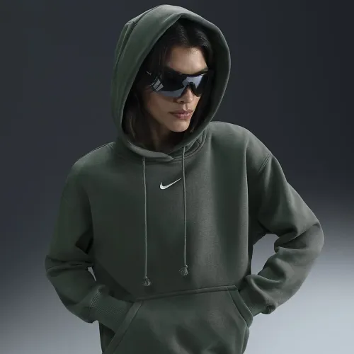 Nike Sportswear Phoenix Fleece женская оверсайз Pullover Толстовка с капюшоном цвет зеленый