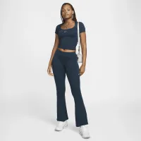 Nike Sportswear Chill Knit жіноча Short-Sleeve Square-Neck Top блакитний