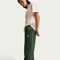 Nike Sportswear Phoenix Fleece женская оверсайз С высокой Талией Graphic Pants цвет зеленый