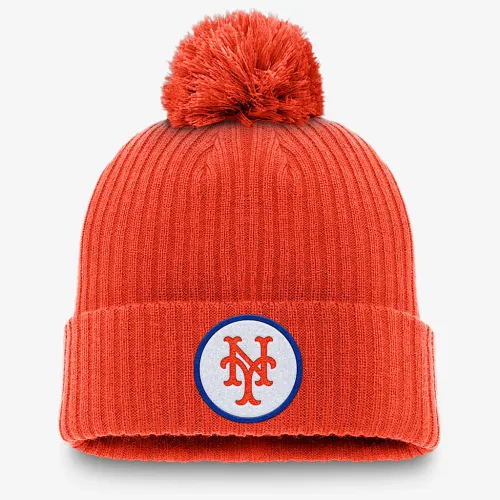 New York Mets Cooperstown Peak чоловічі Nike MLB Cuffed Pom Beanie Orange