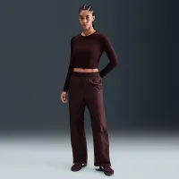 Nike Sportswear Chill Knit женская Slim Long-Sleeve Cropped Top цвет красный