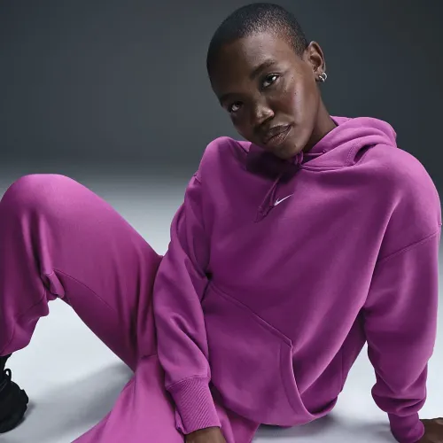 Nike Sportswear Phoenix Fleece женская оверсайз Pullover Толстовка с капюшоном цвет фиолетовый