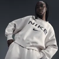 Nike Sportswear Phoenix Fleece жіноча Over-оверсайз Crew-Neck Logo світшот колір коричневий