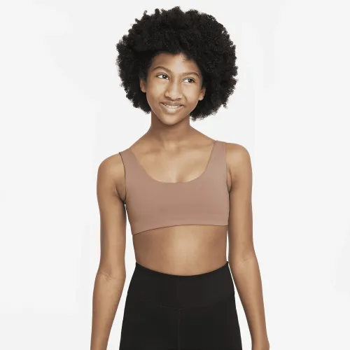 Nike Alate All U Big детские (Girls') Sports Bra цвет коричневый
