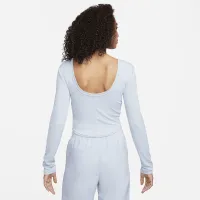 Nike Sportswear Chill Knit жіноча Tight Scoop-Back Long-Sleeve Mini-Rib Top блакитний