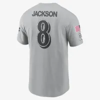 Lamar Jackson Baltimore Ravens Salute to Service мужские Nike NFL футболка цвет серый