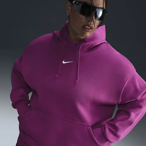 Nike Sportswear Phoenix Fleece женская оверсайз Pullover Толстовка с капюшоном (большие размеры) цвет фиолетовый
