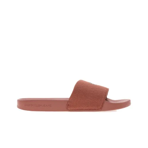 Шлёпанцы Calvin Klein Slide Monogram Hardware YW0YW01713-GAM - Оранжевые