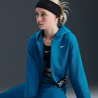 Nike Pro Fleece Big дитячі (Girls') Dri-FIT Full-Zip Толстовка з капюшоном блакитний