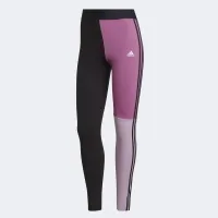 Лосины adidas Essentials 3-Stripes Colorblock хлопковыеHJ9477 - черно-розовые