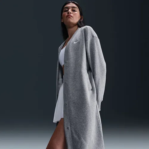 Nike Sportswear Phoenix Fleece женская оверсайз Long Cardigan цвет серый
