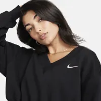 Nike Sportswear Phoenix Fleece женская Cropped V-Neck Top цвет черный