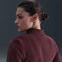 Nike Sportswear Phoenix Plush женская Slim Long-Sleeve Cozy Fleece 1/2-Zip Top цвет красный