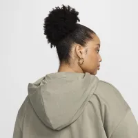 Nike Sportswear Chill Terry женская Loose Full-Zip French Terry Толстовка с капюшоном (большие размеры) цвет зеленый