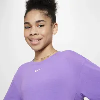 Nike One Relaxed Big дитячі (Girls') Dri-FIT Short-Sleeve Top колір фіолетовий
