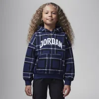 Nike Jordan Brooklyn Essentials Little детские Plaid Print Pullover Толстовка с капюшоном синий