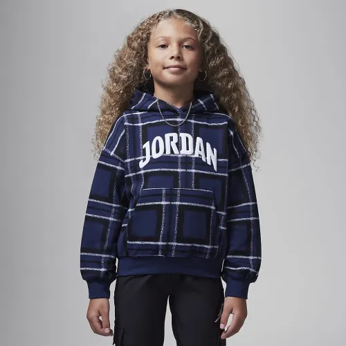Nike Jordan Brooklyn Essentials Little детские Plaid Print Pullover Толстовка с капюшоном синий