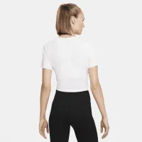 Nike Dri-FIT One Luxe женская Twist Cropped Short-Sleeve Top цвет белый