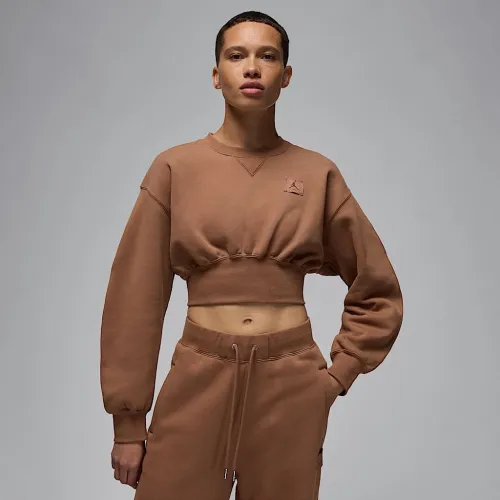 Nike Jordan Flight Fleece женская Cropped свитшот цвет коричневый