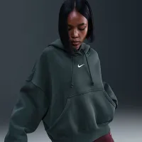 Nike Sportswear Phoenix Fleece женская Over-оверсайз Pullover Толстовка с капюшоном цвет зеленый
