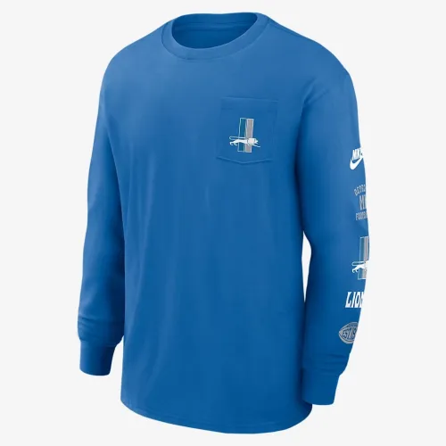 Detroit Lions Rewind Max90 Pocket мужские Nike NFL Long-Sleeve футболка синий