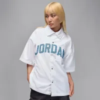 Nike Jordan Flight жіноча Woven Short-Sleeve Top колір білий