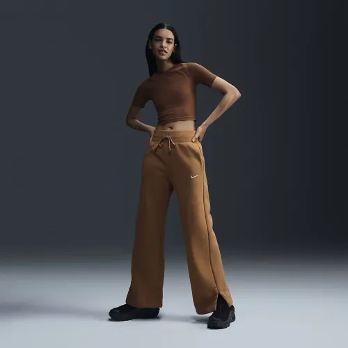 Nike Sportswear Phoenix Fleece женская С высокой Талией Wide-Leg Sweatpants цвет коричневый