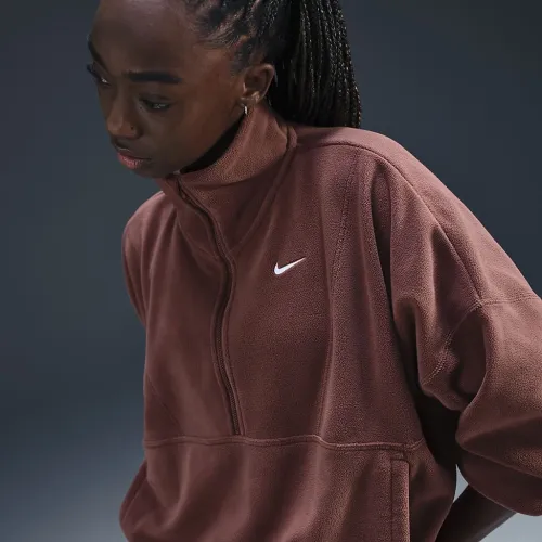 Nike One жіноча Therma-FIT оверсайз 1/2-Zip Fleece Top колір коричневий