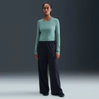 Nike Sportswear Chill Knit женская Slim Long-Sleeve Cropped Top цвет зеленый