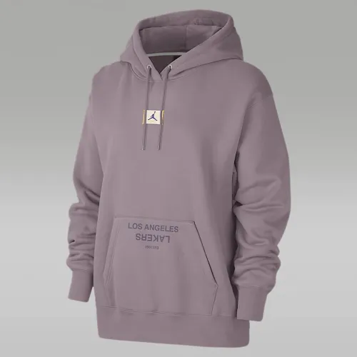 Nike Los Angeles Lakers Flight Fleece женская Jordan NBA Satin-Lined Pullover Толстовка с капюшоном цвет фиолетовый