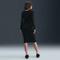 Nike Sportswear Chill Knit женская Tight Long-Sleeve Midi Mini-Rib Костюм цвет черный