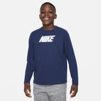 Nike Dri-FIT Multi+ Big Kids' (Boys') Long-Sleeve Top (Extended Size) Blue