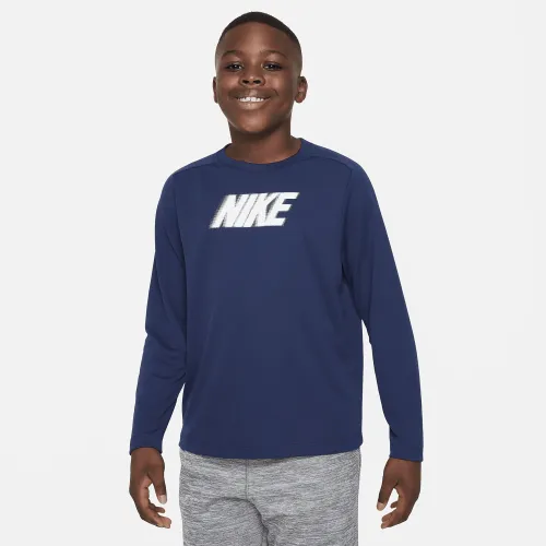 Nike Dri-FIT Multi+ Big Kids' (Boys') Long-Sleeve Top (Extended Size) Blue