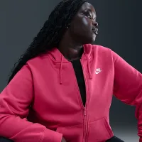 Nike Sportswear Club Fleece женская Full-Zip Толстовка с капюшоном (большие размеры) Pink