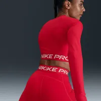 Nike Pro жіноча Dri-FIT Cropped Long-Sleeve Top колір червоний