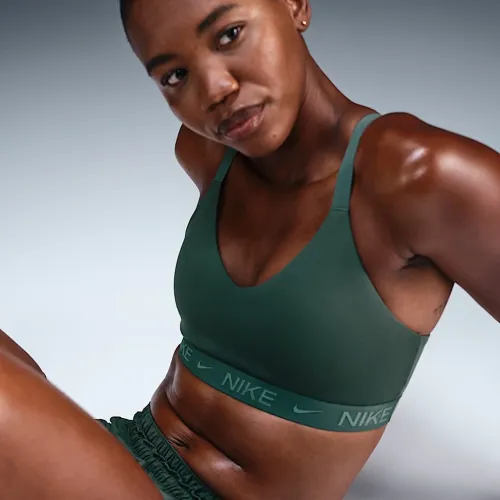 Nike Indy Medium Support женская Padded Adjustable Sports Bra цвет зеленый