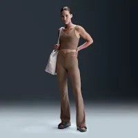 Nike Zenvy Rib женская Gentle-Support С высокой Талией Flaцвет красный лосины цвет коричневый