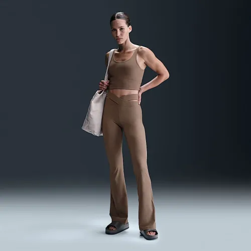 Nike Zenvy Rib жіноча Gentle-Support З високою талією Flaколір червоний лосіни колір коричневий