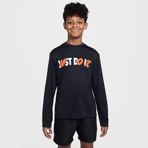 Nike Swim Hydroguard Big детские (для мальчиков) Dri-FIT Long-Sleeve Top цвет черный